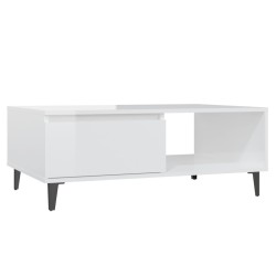 Couchtisch Hochglanz-Weiß 90x60x35 cm Holzwerkstoff