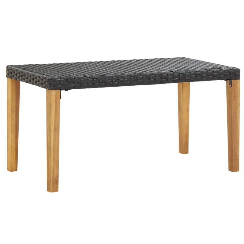 Gartenbank 120 cm Schwarz Poly Rattan und Massivholz Akazie Gartenbank 120 cm Schwarz Poly Rattan und Massivholz Akazie