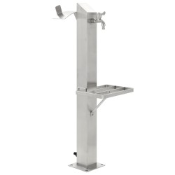 Garten-Wassersäule Edelstahl Quadratisch 95 cm