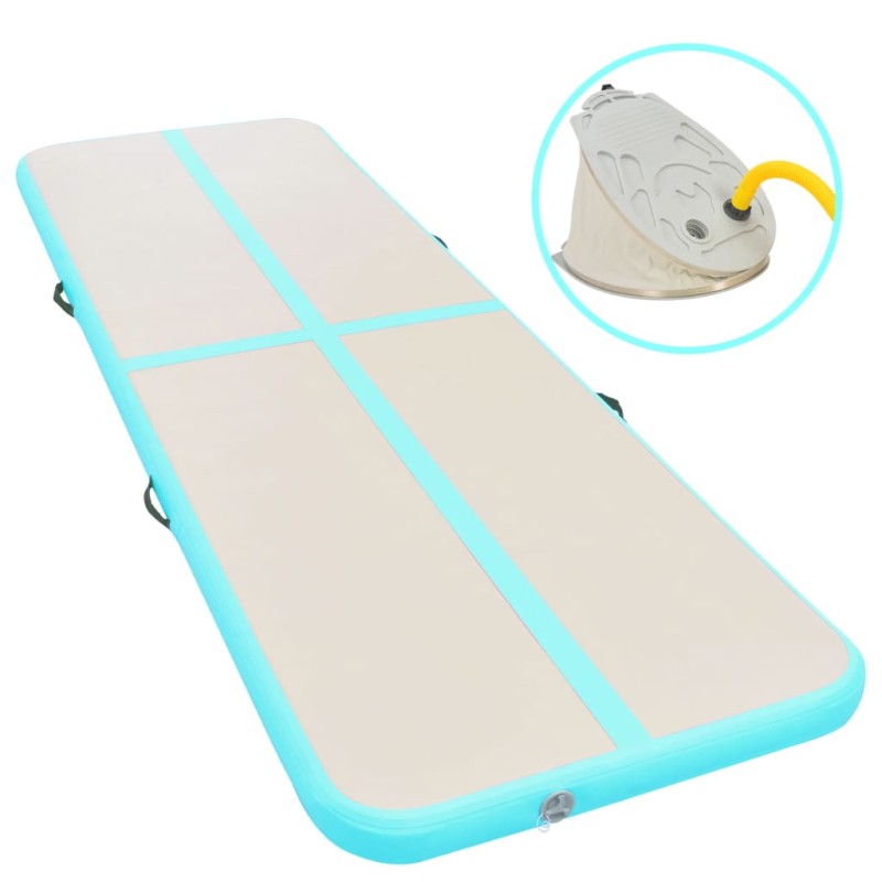 vidaXL Aufblasbare Gymnastikmatte mit Pumpe 800x100x10 cm PVC Grün vidaXL Aufblasbare Gymnastikmatte mit Pumpe 800x100x10 cm PVC Grün
