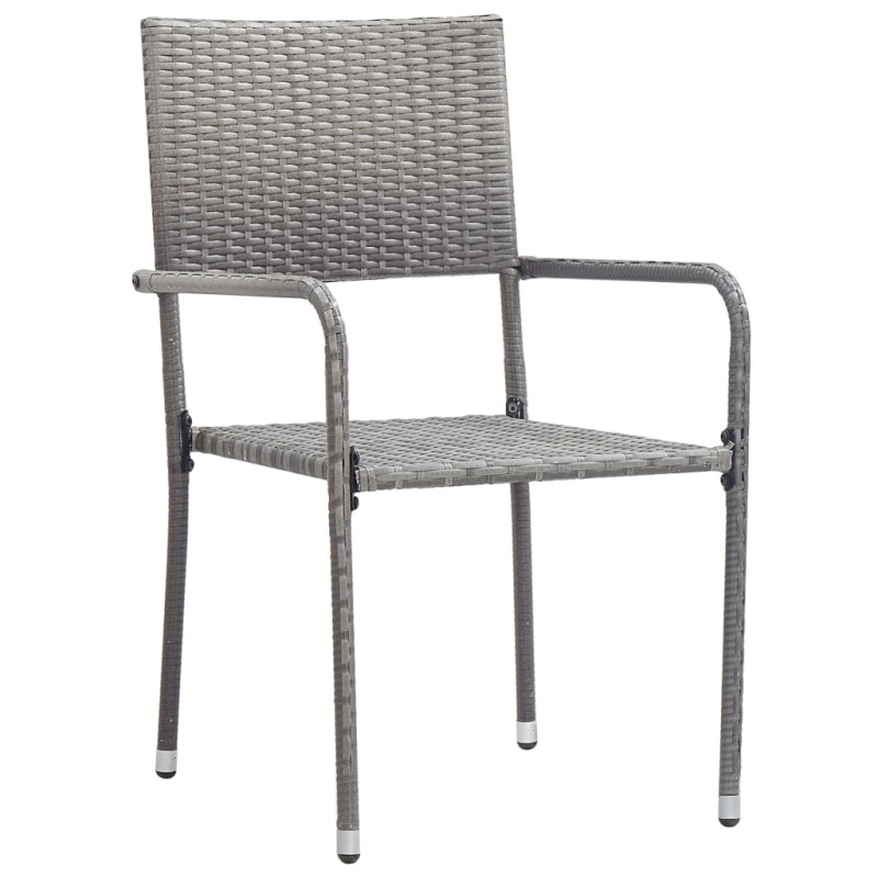 Gartenstühle 2 Stk. Poly Rattan Grau Gartenstühle 2 Stk. Poly Rattan Grau