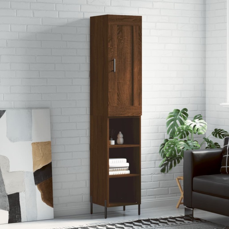 Highboard Braun Eichen-Optik 34,5x34x180 cm Holzwerkstoff Highboard Braun Eichen-Optik 34,5x34x180 cm Holzwerkstoff