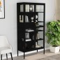 Vitrine Schwarz 90x40x180 cm Stahl und Gehärtetes Glas Vitrine Schwarz 90x40x180 cm Stahl und Gehärtetes Glas