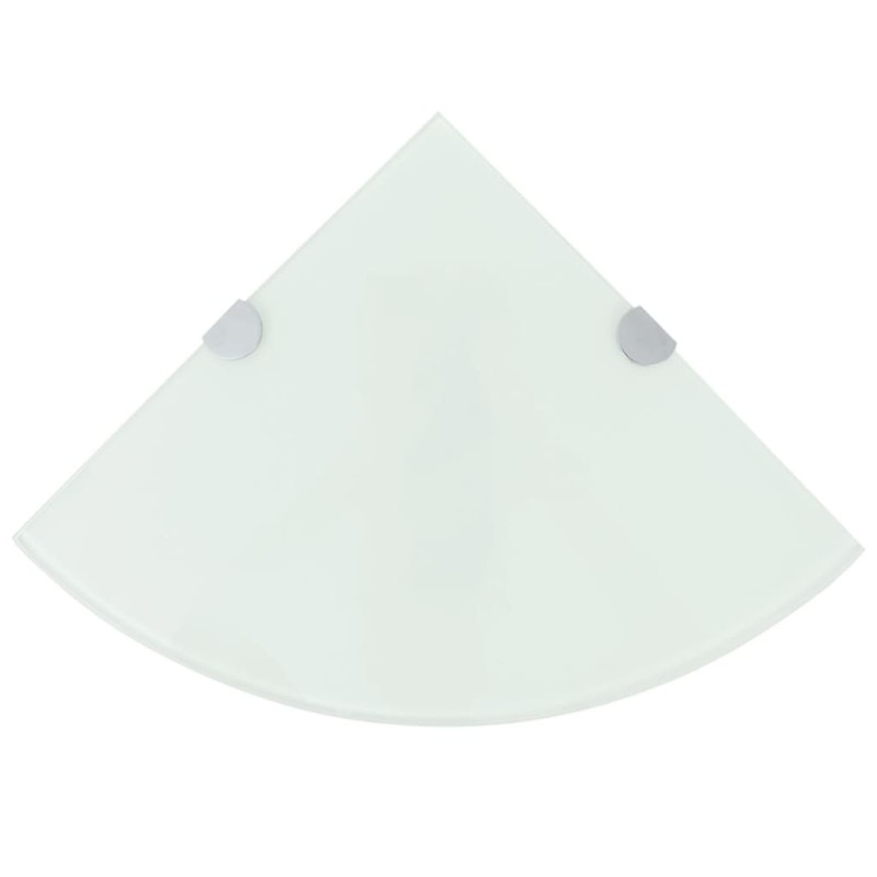 Eckregal mit verchromten Halterungen Glas Weiß 25 x 25 cm Eckregal mit verchromten Halterungen Glas Weiß 25 x 25 cm