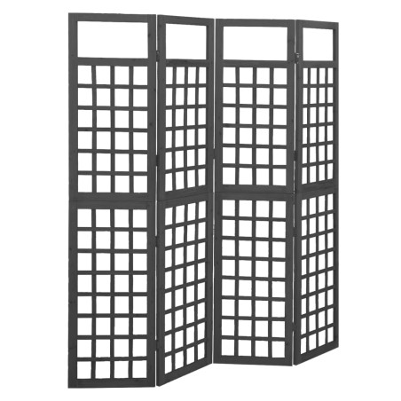4-tlg. Paravent/Spalier Massivholz Tanne Schwarz 161x180 cm
