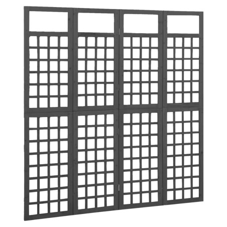 4-tlg. Paravent/Spalier Massivholz Tanne Schwarz 161x180 cm