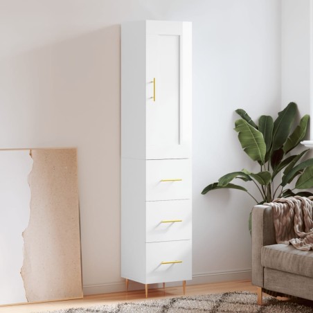Highboard Hochglanz-Weiß 34,5x34x180 cm Holzwerkstoff