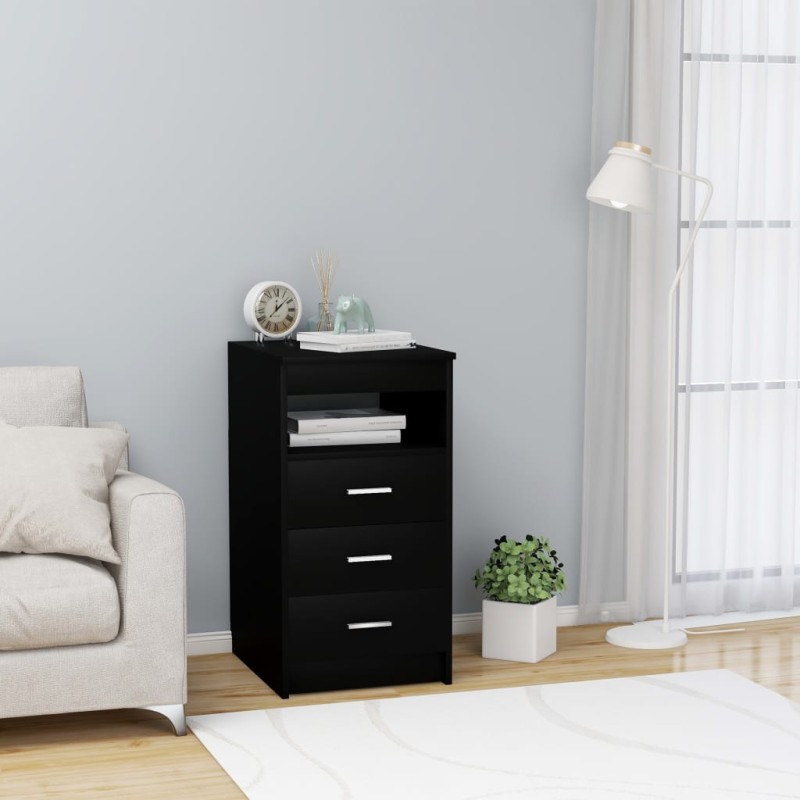 Sideboard mit Schubladen Schwarz 40x50x76 cm Holzwerkstoff Sideboard mit Schubladen Schwarz 40x50x76 cm Holzwerkstoff