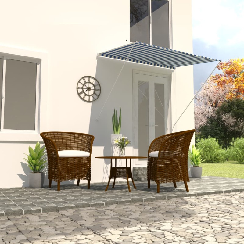 Einziehbare Markise 200×150 cm Blau und Weiß Einziehbare Markise 200×150 cm Blau und Weiß