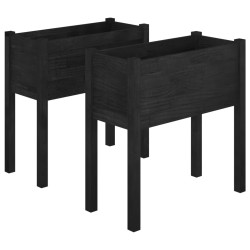 vidaXL Pflanzkübel 2 Stk. Schwarz 70x31x70 cm Massivholz Kiefer
