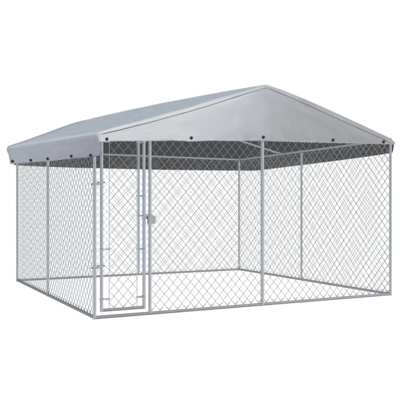 Outdoor-Hundezwinger mit Überdachung 382x382x225 cm Outdoor-Hundezwinger mit Überdachung 382x382x225 cm