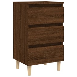 Nachttisch mit Massivholz-Beinen Braun Eiche 40x35x69 cm