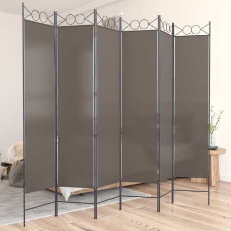 6-tlg. Paravent Anthrazit 240x220 cm Stoff