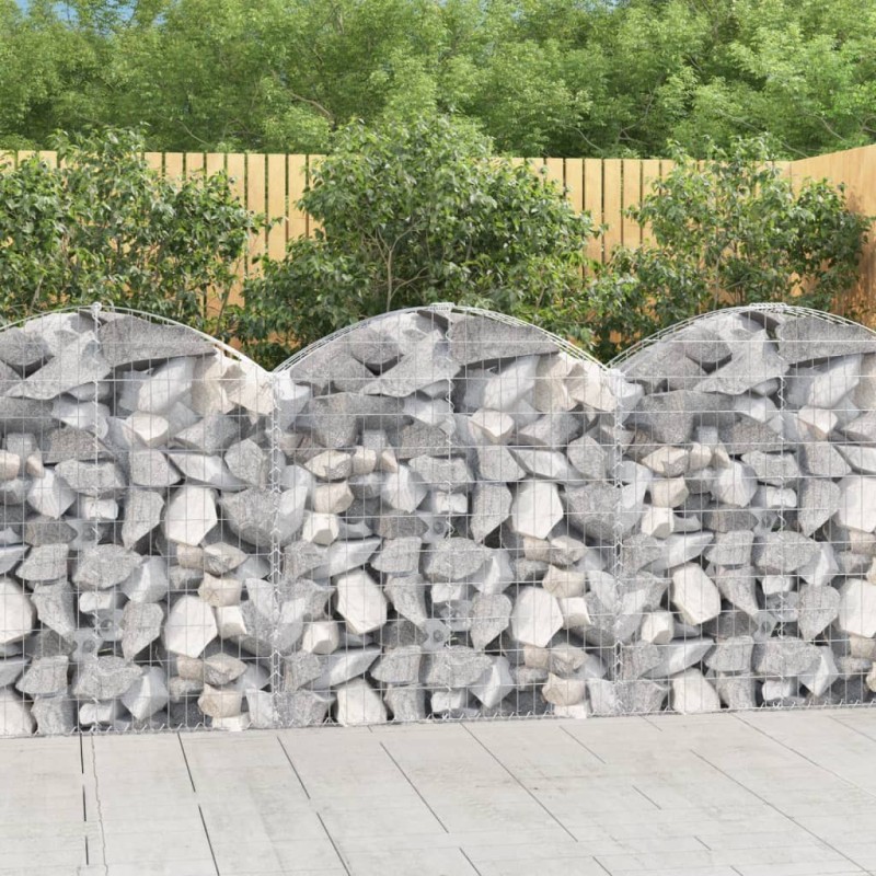 vidaXL Gabione mit Hochbogen 100x30x100/120 cm Verzinktes Eisen vidaXL Gabione mit Hochbogen 100x30x100/120 cm Verzinktes Eisen