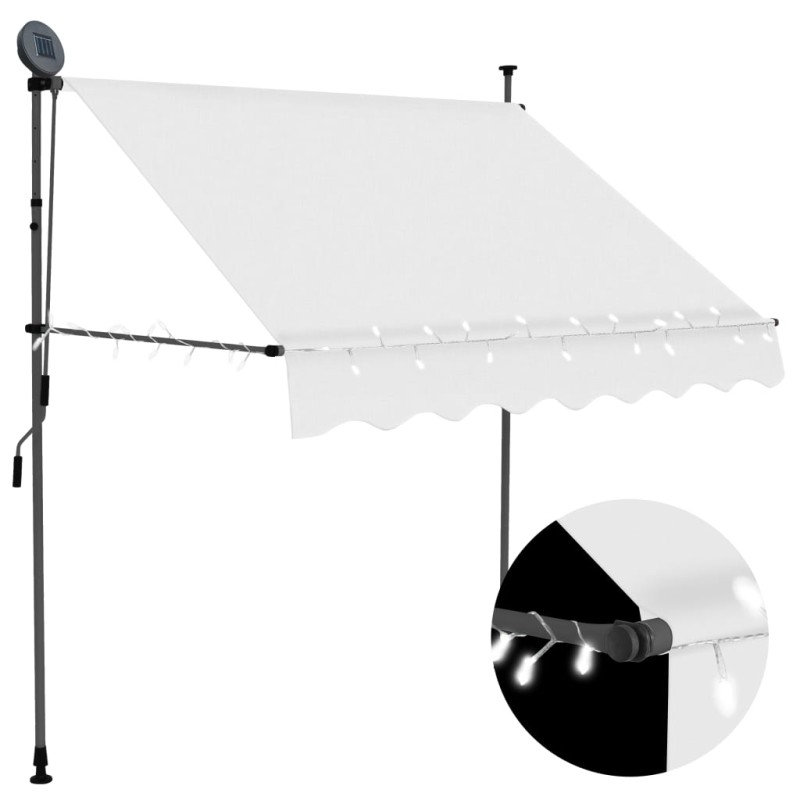 Einziehbare Markise Handbetrieben mit LED 200 cm Creme Einziehbare Markise Handbetrieben mit LED 200 cm Creme