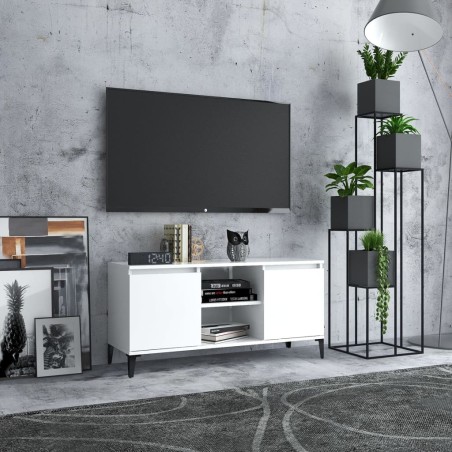 vidaXL TV-Schrank mit Metallbeinen Weiß 103,5x35x50 cm