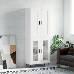 Highboard Hochglanz-Weiß 69,5x34x180 cm Holzwerkstoff