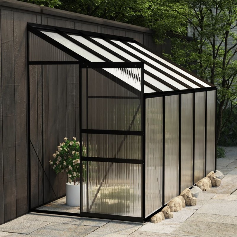 vidaXL Anlehngewächshaus Anthrazit Aluminium 6,5 m³ vidaXL Anlehngewächshaus Anthrazit Aluminium 6,5 m³