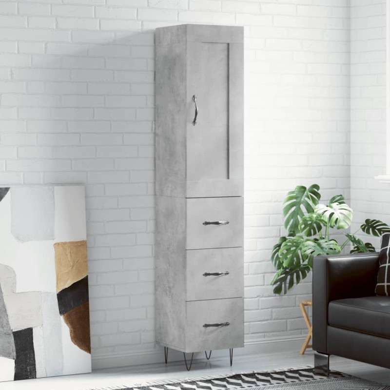 Highboard Betongrau 34,5x34x180 cm Holzwerkstoff Highboard Betongrau 34,5x34x180 cm Holzwerkstoff