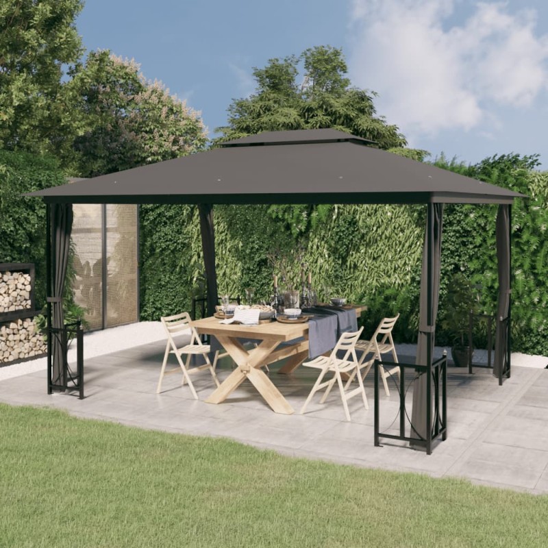 vidaXL Pavillon mit Seitenwänden & Doppeldach 3x4 m Anthrazit vidaXL Pavillon mit Seitenwänden & Doppeldach 3x4 m Anthrazit