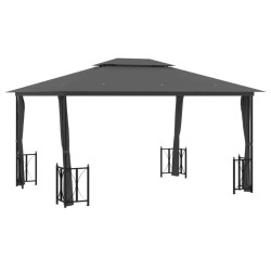 vidaXL Pavillon mit Seitenwänden & Doppeldach 3x4 m Anthrazit