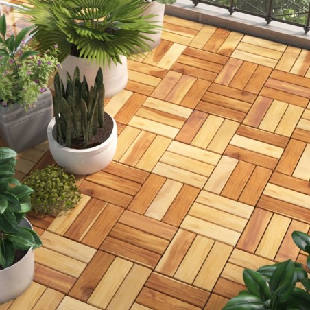 vidaXL Terrassenfliesen 10 Stk. 30x30 cm Massivholz Teak 