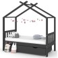 vidaXL Kinderbett mit Schublade Dunkelgrau Massivholz Kiefer 80x160 cm vidaXL Kinderbett mit Schublade Dunkelgrau Massivholz Kiefer 80x160 cm