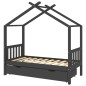 vidaXL Kinderbett mit Schublade Dunkelgrau Massivholz Kiefer 80x160 cm vidaXL Kinderbett mit Schublade Dunkelgrau Massivholz Kiefer 80x160 cm