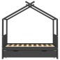 vidaXL Kinderbett mit Schublade Dunkelgrau Massivholz Kiefer 80x160 cm vidaXL Kinderbett mit Schublade Dunkelgrau Massivholz Kiefer 80x160 cm