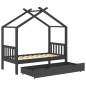 vidaXL Kinderbett mit Schublade Dunkelgrau Massivholz Kiefer 80x160 cm vidaXL Kinderbett mit Schublade Dunkelgrau Massivholz Kiefer 80x160 cm