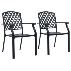 vidaXL Stapelbare Gartenstühle 2 Stk. Stahl Schwarz