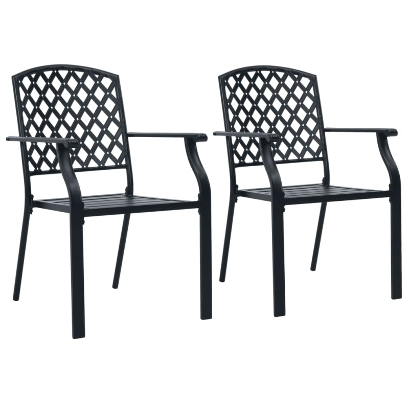 vidaXL Stapelbare Gartenstühle 2 Stk. Stahl Schwarz vidaXL Stapelbare Gartenstühle 2 Stk. Stahl Schwarz