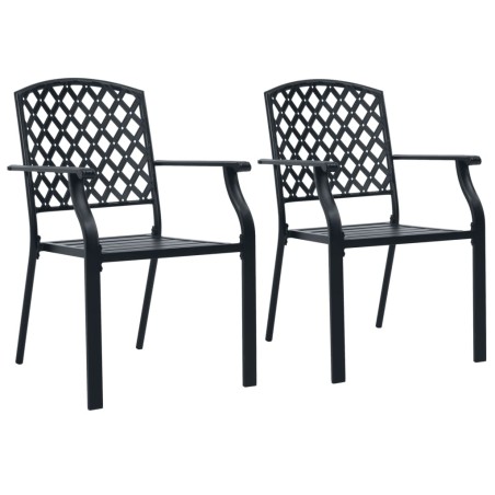 vidaXL Stapelbare Gartenstühle 2 Stk. Stahl Schwarz