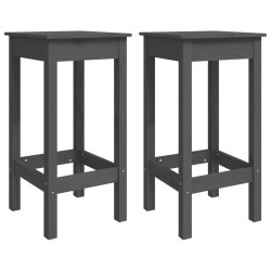 vidaXL Barstühle 2 Stk. Grau 40x40x78 cm Massivholz Kiefer