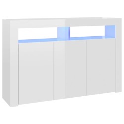 Sideboard mit LED-Leuchten Hochglanz-Weiß 115,5x30x75 cm