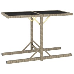 vidaXL Gartentisch Beige 110×53×72 cm Glas und Poly Rattan