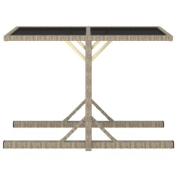 vidaXL Gartentisch Beige 110×53×72 cm Glas und Poly Rattan