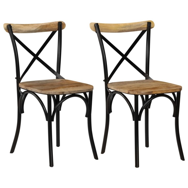vidaXL Esszimmerstühle 2 Stk. Schwarz Mango-Massivholz vidaXL Esszimmerstühle 2 Stk. Schwarz Mango-Massivholz