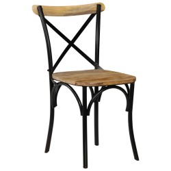 vidaXL Esszimmerstühle 2 Stk. Schwarz Mango-Massivholz