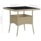 Garten-Esstisch Beige Poly Rattan und Glas Garten-Esstisch Beige Poly Rattan und Glas