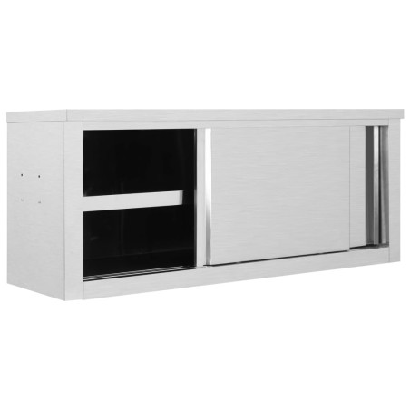 vidaXL Wandhängeschrank mit Schiebetüren 120×40×50 cm Edelstahl