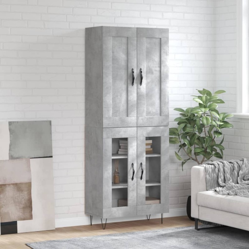 Highboard Betongrau 69,5x34x180 cm Holzwerkstoff Highboard Betongrau 69,5x34x180 cm Holzwerkstoff