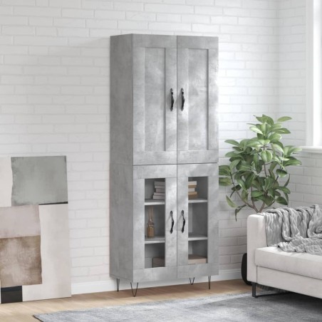 Highboard Betongrau 69,5x34x180 cm Holzwerkstoff
