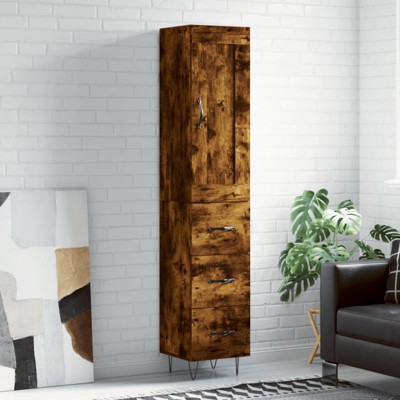 Highboard Räuchereiche 34,5x34x180 cm Holzwerkstoff Highboard Räuchereiche 34,5x34x180 cm Holzwerkstoff