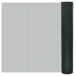 vidaXL Drahtzaun für Hühner Verzinkt mit PVC-Beschichtung 25x1 m Grün