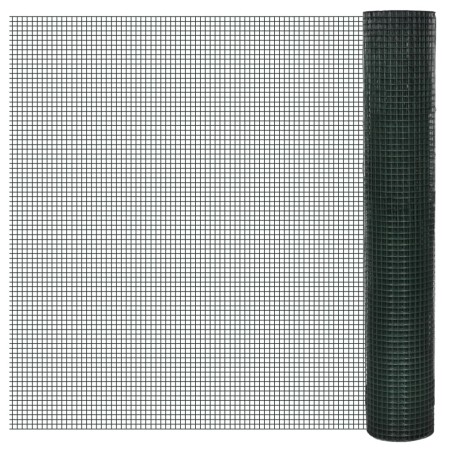 vidaXL Drahtzaun für Hühner Verzinkt mit PVC-Beschichtung 25x1 m Grün