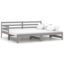 Tagesbett Ausziehbar Grau Massivholz Kiefer 2x(90x200) cm