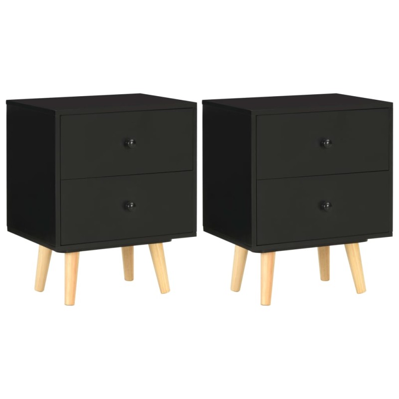 Nachttische 2 Stk. Schwarz 40 x 30 x 50 cm Kiefer Massivholz Nachttische 2 Stk. Schwarz 40 x 30 x 50 cm Kiefer Massivholz