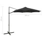 Ampelschirm mit Mast und LED Schwarz 300 cm Ampelschirm mit Mast und LED Schwarz 300 cm
