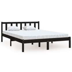 vidaXL Massivholzbett Schwarz Kiefer 140x190 cm